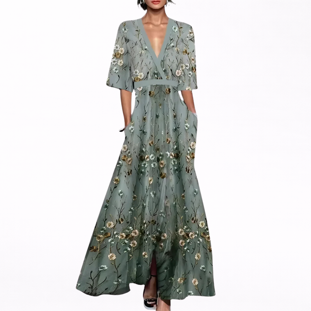 alma floral print tulle maxi dress Alma